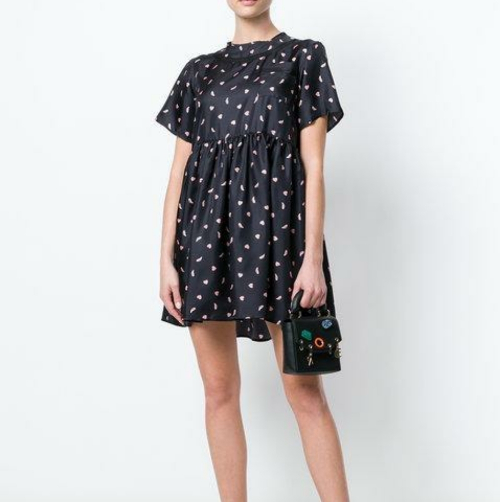 NWT VIVETTA HEART PRINT FLARED DRESS‎ SZ 40 S